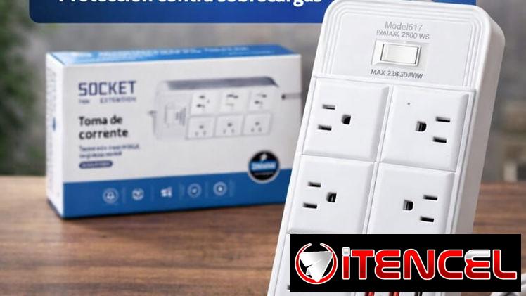Extensión Eléctrica 6 Tomas + 2 USB PD Cod:Alofoke