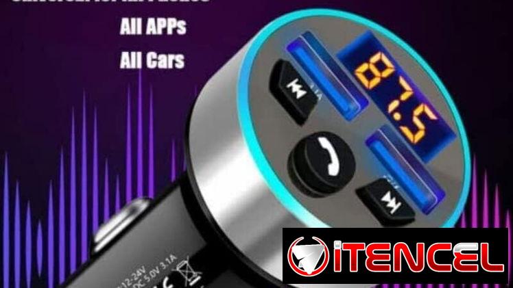 🚗 Cargador Bluetooth 5.0 para Auto 🔊 FM Transmisor Dual USB ⚡ Carga Rápida y Música HD