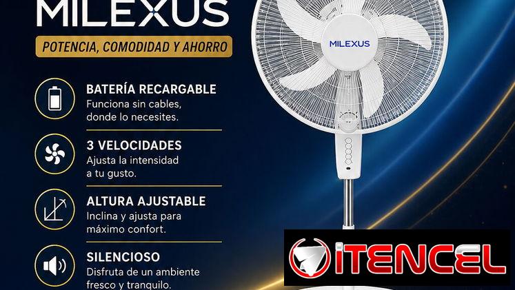 💨 Ventilador de Pedestal Recargable MILEXUS 💨  Dale frescura a tu hogar con estilo y comodidad. Este ventilador combin