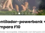 Ventilador-powerbank + lámpara F10. Ventilador recargable, integrado con lámpara LED y powerbank de 20000mAh