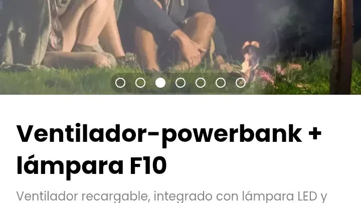 Ventilador-powerbank + lámpara F10. Ventilador recargable, integrado con lámpara LED y powerbank de 20000mAh