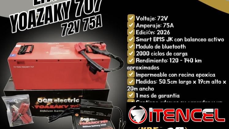 Bateria de Litio Yoazaky707 Edición 2026 72v 75A Celdas Primaticas