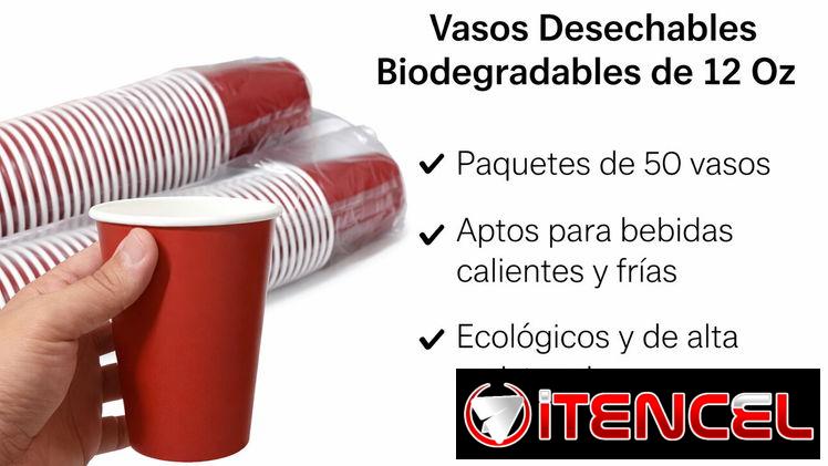 Vasos Desechables Biodegradables 12 Oz – Paquete de 50 Unidades