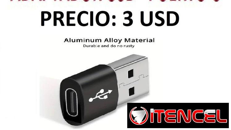 EN VENTA EL MUY BUEN ADAPTADOR DE PUERTO C A USB. TENEMOS MENSAJERIA ADICIONAL.