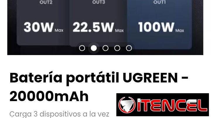 Batería portátil UGREEN – 20000mAh. Modelo: UGREEN 100W