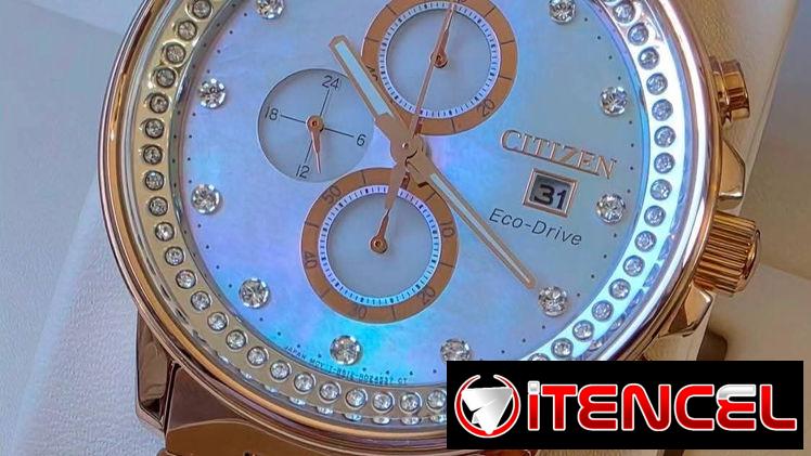 FB3003-51Y citizen eco drive nighthawk mujer grande 42mm corona de rosca wr 200 metros esfera madre perla y oro rosa