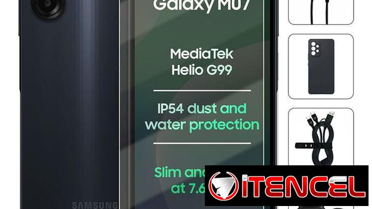 Teléfono Samsung Galaxy M07 M075F 4Gb Ram, 64Gb Almacenamiento, Con Cover, Mica y Audífonos – Negro