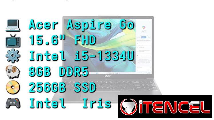 LAPTOP 🎁NUEVA🎁📦CAJA, Acer Aspire Go (AG15-51P-510U), 15.6″ FHD IPS, Intel i5-1334U [🚀48], 8GB DDR5, 256GB