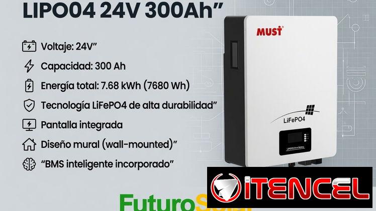 Batería MUST LIPO04 24V 300Ah LiFePO4