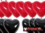 🎈Set de 21 globos en forma de corazón rojo y negro