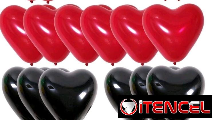 🎈Set de 21 globos en forma de corazón rojo y negro