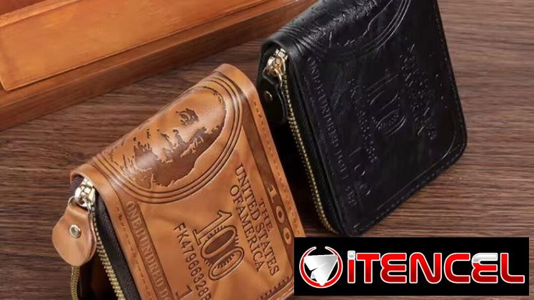Billeteras de hombre de zipper, compactas