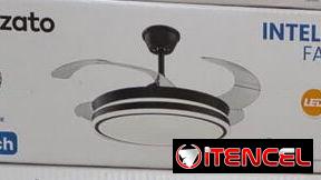 Ventilador de techo 42 pulgadas Aspas Transparentes plegables Lámpara LED Bocina con Bluetooth y Mando $130 USD Transpo