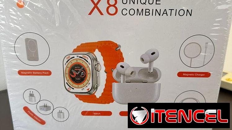 Reloj inteligente con audífonos y cargador portátil