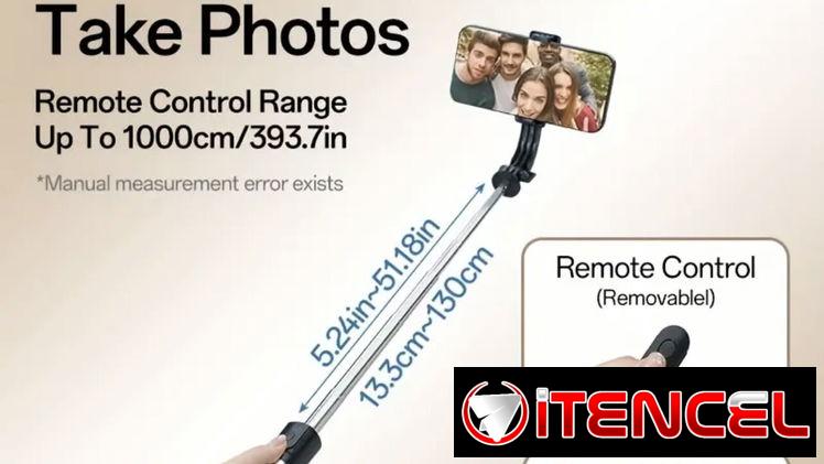 Tripode -palo serfie 1.90Cm -mando a distancia 📸 y aplique para más accesorios