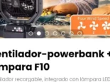 Ventilador-powerbank + lámpara F10. Ventilador recargable, integrado con lámpara LED y powerbank de 20000mAh
