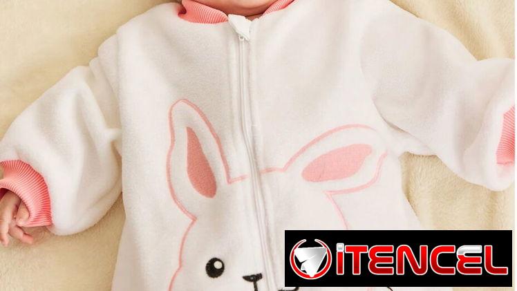 Saco de dormir con forro térmico y bordado de conejo para bebés