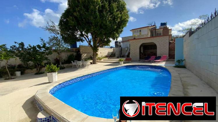 RENTA VILLA MÁGICA ,piscina grande,  4 habitaciones, Paneles solares, playa de Guanabo,  +53 52463651 ,VM