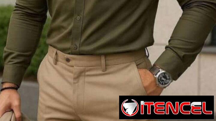 Camisas de verde militar de mangas largas de vestir 585476275854