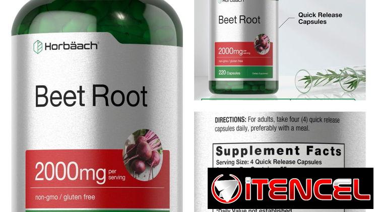 Beet root, cápsulas de remolacha pomo sellado de 220 cápsulas