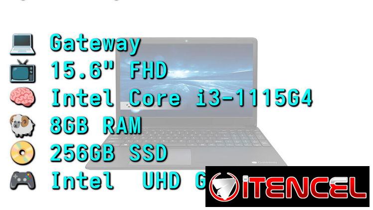LAPTOP 🎁NUEVA🎁📦CAJA, Gateway (GWTN156-7BK), 15.6″ FHD IPS Antireflejo, Intel Core i3-1115G4, 8GB RAM, 256GB SSD