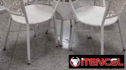 Juego de comedor blanco de 4 sillas para terraza y exterior comunícate con Pedro