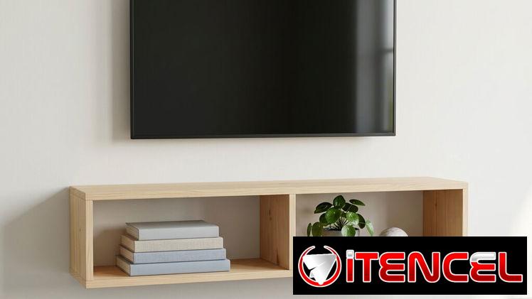 Mueble bajo y aéreo para TV en pino 100%, diseñado para pantallas de entre 32 y 50 pulgadas, con sistema de anclaje