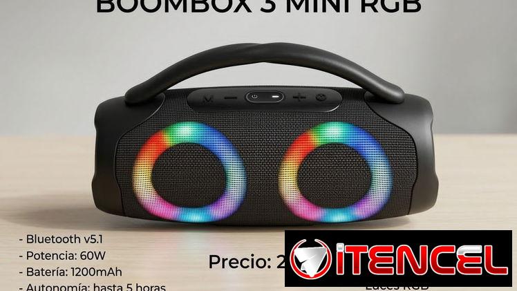 BOOMS BOX 3 MINI RGB. BOCINA BLUETOOTH. Factura + Garantía