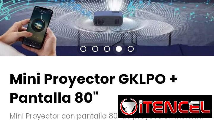 Mini Proyector GKLPO + Pantalla 80″. Dimensiones de proyección: desde 50 hasta 176 pulgadas