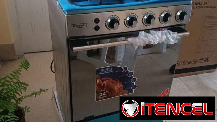 COCINA CON HORNO ROYAL 24 pulgadas * Tapa de vidrio * Cuatro quemadores * Luz en el horno y encendido eléctrico 110v /60