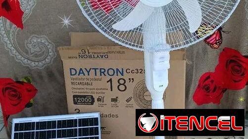 Ventilador Recargable 18 pulgadas Daytron control Remoto, Bombillo Led y panel Solar precio $95 USD Transporte Gratis