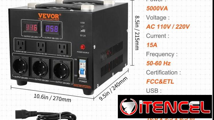 Transformador Convertidor de Voltaje VEVOR 5000W 110V-220V | MENSAJERÍA INCLUIDA