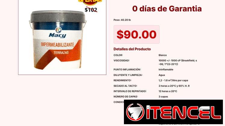 PINTURA IMPERMEABILIZANTE TERRAZA MACY 15 LTS VPT#-0237