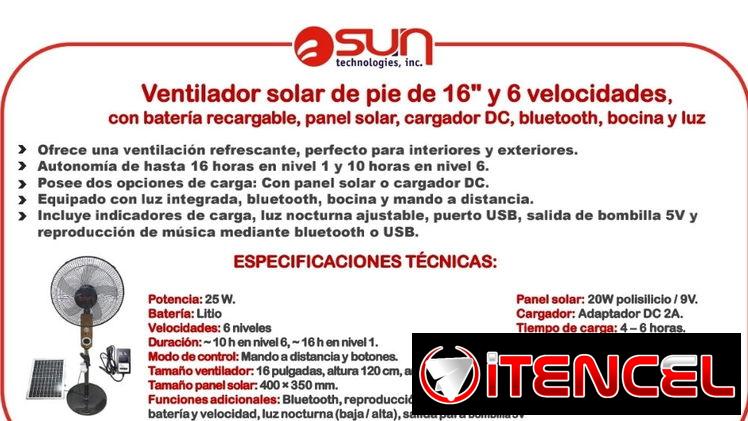 Ventilador recargable + panel solar
