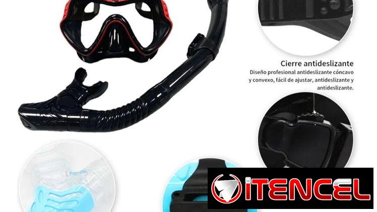 Máscara y Snorkel de bucear/ cristal templado anti empañó
