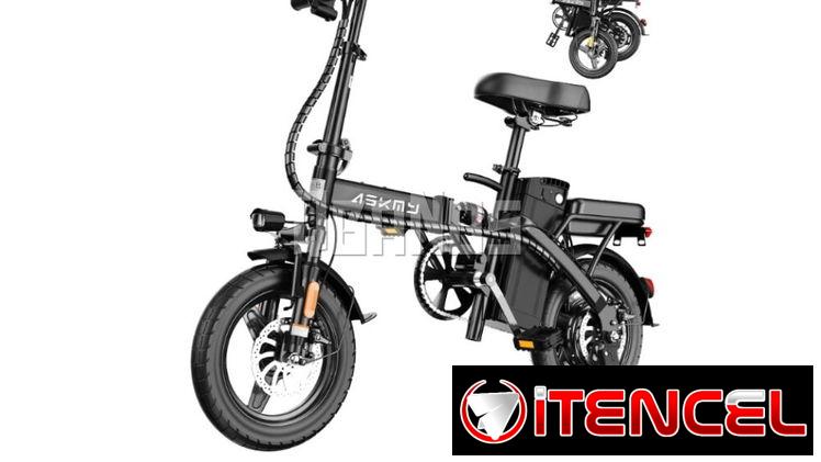 Bicicleta Eléctrica Plegable 14” 750W Pico 48V 10Ah Compacta con 3 Modos y Luces