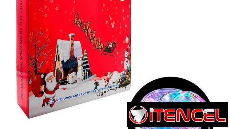 Manguera led de 10 metros en tono multicolor para decoración navideña . Uso interior y exterior