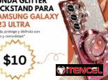 Funda Glitter Kickstand para Samsung Galaxy S23 Ultra con diseño brillante y soporte | videojuegoshabana.com