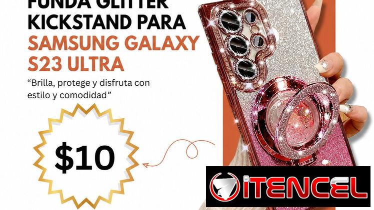 Funda Glitter Kickstand para Samsung Galaxy S23 Ultra con diseño brillante y soporte | videojuegoshabana.com