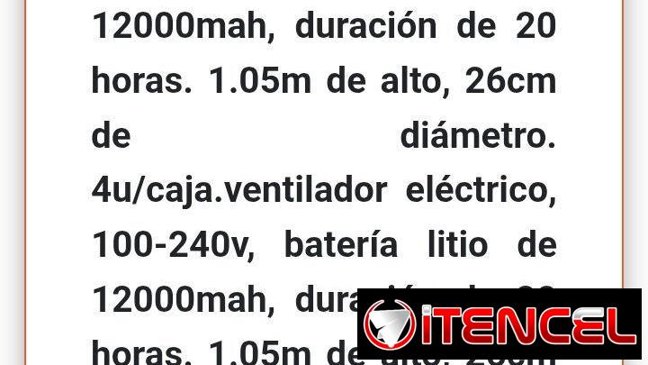 Ventilador eléctrico 100-240v,Batería de Litio 12000mah
