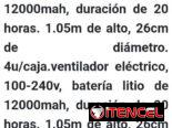 Ventilador Recargable de batería de Litio de 12000 más Precio mayorista: Más de 8 unidades $51 USD Más de 100 unidades $