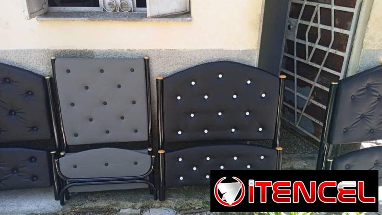 Cama personal de tubo tapisada con mesas de noche y barandas si las desea el color lo elige usted.