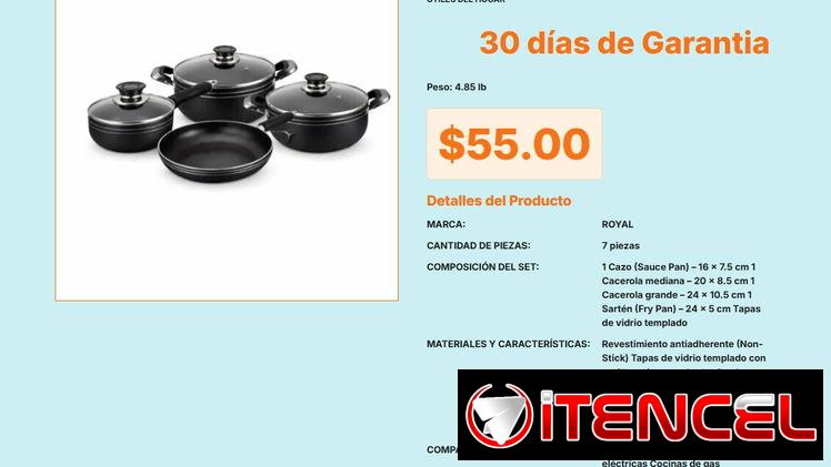 Batería de Cocina de Inyección Rígida Royal de 7 Piezas con Tapas Base VPT#-0470