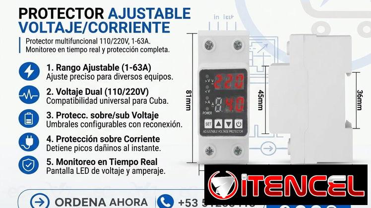 Protector de voltaje y corriente Ajustable 110/220V 1 a 63A