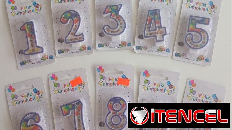 De cumpleaños: numeros inflab. $400, numeros velas $400, velas volcanicas $450, toppers $200, cortinas verdes $450