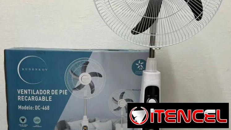 Vendo Ventilador recargable pedestal, Rudenkov, 18″, 50W, panel solar -mensajería gratis y garantía