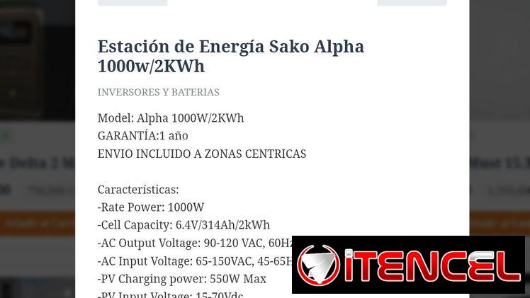 Estación de energía Sako Alpha 1000w/2kwh….810 usd