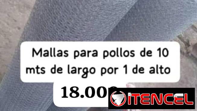 Venta de mallas de pollo 10 metros de largo por 1 de altura