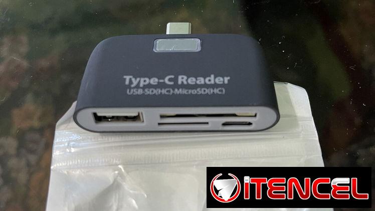 Adaptador tipo C con salida de varios lectores de tarjeta para su móvil y un puerto usb