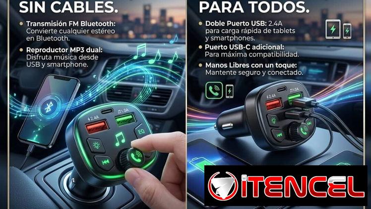 Cargador de coche 3 en 1 ( FM + Manos libres )